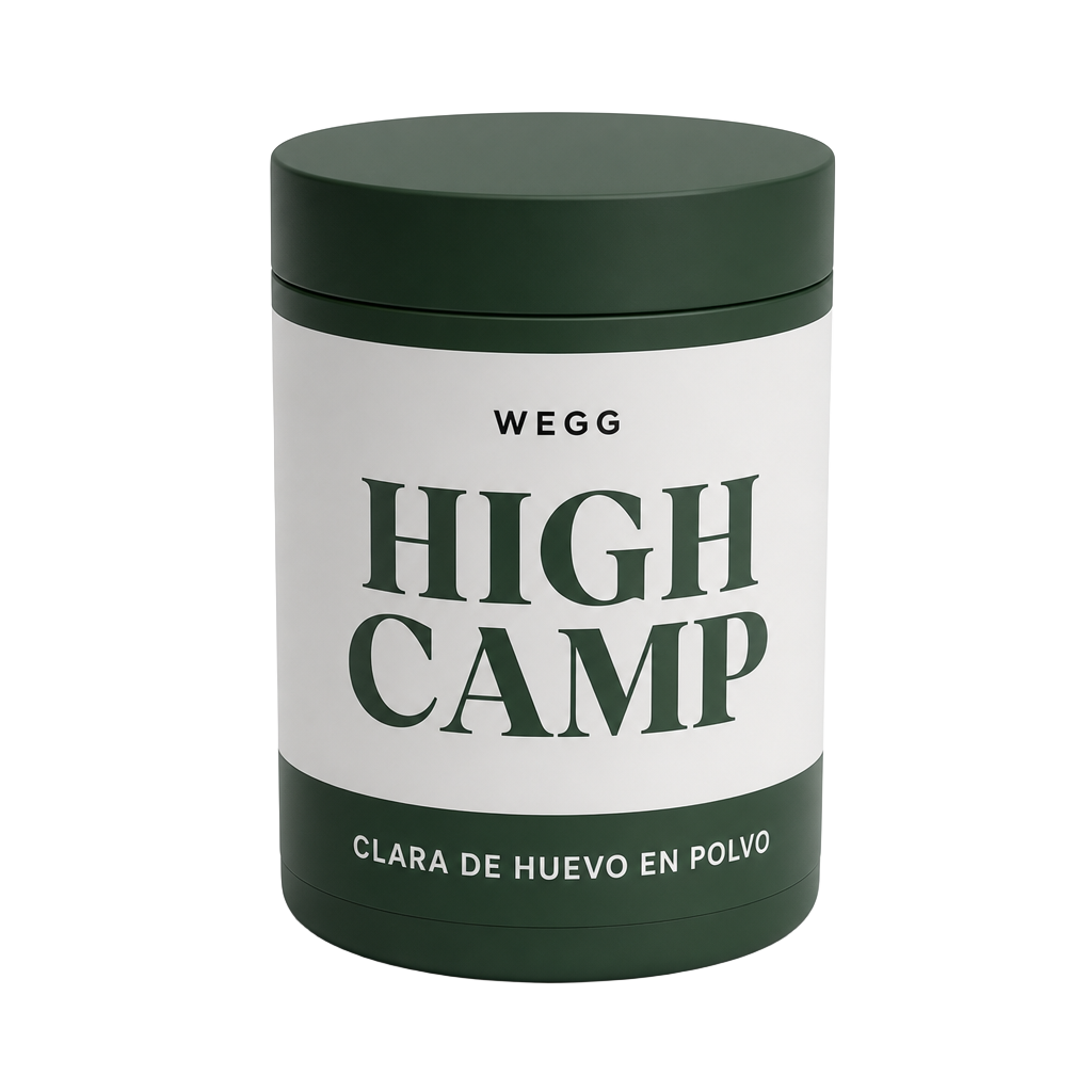 Bote verde oscuro de Wegg High Camp con etiqueta blanca